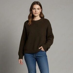 Madewell Green Joslin Pullover Long Sleeve Crew Neck Sweater 100% Cotton XXS